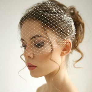 Pearl Bandeau Birdcage Wedding Veil Russian Netting Headband Veil Bridal Accessories With Metal Combes Both Side Short Veil For Brides 299x