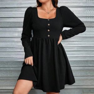 Plus Size Kleider Taillenkollektion Großer Saum Kurzes langes elegantes stilvolles Kleid Abend Drop Lieferbekleidung Frauen OTV8E