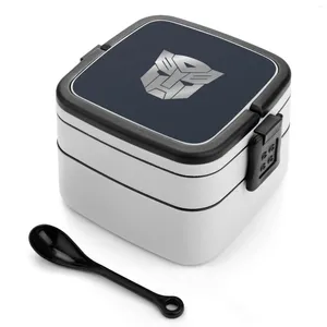 Servis Autobots Silver Design Bento Box Läcksäker container för barn Decepticons Decepticon Autobot Soundwave 80 -talet