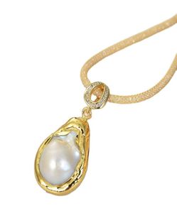 Guaiguai smycken 18x26mm vit keshi pärlhänge halsband handgjorda för kvinnor riktiga ädelstenar sten dam mode juvelery5490068