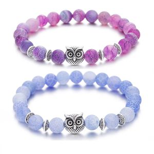 Beaded Inner Peace Heart Healing Amethyst Stone Owl Strands Hand Bracelet 8Mm Energy Beads Purple Gemstone Sier For Women And Men Dr Dhbry