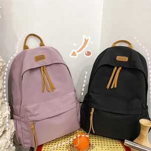 Wodoodporne nylonowe plecak Korean Ins Large Pacader School Plecak Solidny kolor Mochila Bookbag Kobiece torby podróży 240515