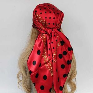 Bandanas Durag New 90 * 90cm Retro Flower Square Scarf Womens Silk Shl Necklines Womens Printed Head Headband WRS Foulard Headband Hair Band J240516