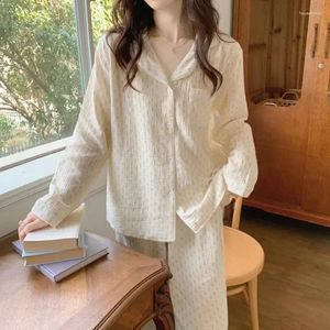 Women's Sleepwear Home Pyjama Spring Cartoon Long Soft Autumn Set Nightwear Sleeve Cardigan Pajamas Striped