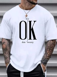 Męskie koszulki męskie Letni zestaw luźnych 100 bawełny OK T-shirt TOP Y240516