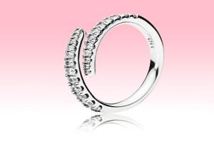 Novas linhas de brilho anel de brilho CZ diamante anéis abertos jóias para P 925 Sterling Silver Wedding Ring com Box3235417 original