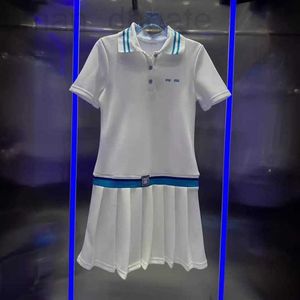 مصمم الفساتين غير الرسمية الأساسية MIU Style Summer Polo Pressed ، و Vensing College College Patchwork Skirt ، تنورة مرحة ولطيفة للنساء H8KO