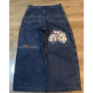 남자 청바지 jnco baggy 힙합 암석 자수 패턴 남자 여자 2023 패션 스트리트웨어 레트로 하루 쿠 하이 허리 너비 다리