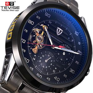 Tevise Automatic Watch Men's Watches Tourbillon Mechanical Skeleton Watch Männer Selbstwind wasserdichte männliche Uhr Relogio Maskulino Y1 2724