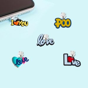 Celas de celular Charms Text Poft Stop Stopper Pingente de pó de pó de desenho animado Anti-Plugs Charm para Android Phones Charging Port Type-C otwr3