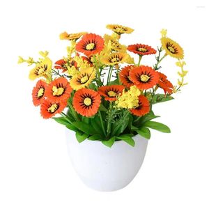 Flores decorativas Simulação Bonsai Gift Eco-amigável imitação de plástico colorido em vasos de flores falsas paisagismo ornamentos