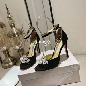 Designer Sandals Women Shoes High Heels for Womens Lady Shoe Crystal diamond decoration Dress Shoes with box
