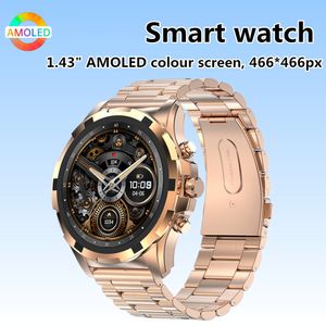 Relógios inteligentes Men Smartwatch 1,43 polegadas Carregamento magnético AMOLED TELA GRANDE TELHA SEMPRE EMPRENHA BT Call Sport Rastreador de fitness Coração Mulheres de pulseira inteligente