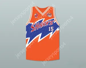 Пользовательский nay name Youth/Kids Yao Ming 15 Shanghai Sharks Orange Basketball Jersey с CBA Sharks Patch Top Shited S-6xl