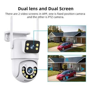 Wireless Camera Kits CCTV Lens Outdoor Wireless Security IP Camera 4K 8MP Dual Lens External Wifi PTZ Camera Auto Tracking Street Surveillance Camera iCs J240518