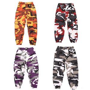 Wine Kid Hip Hop Clothing Camouflage Jogger Pants For Girls Jazz Dance Wear Costume Ballroom Dancing Clothes Stage Outfits Suit 240517