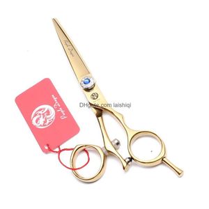 Hair Scissors Hair Scissors 55039039 16Cm Titanium Purple Dragon Gold Swivel Handle Cutting Shears Thinning Hairdressing Professional3 Dh3O8