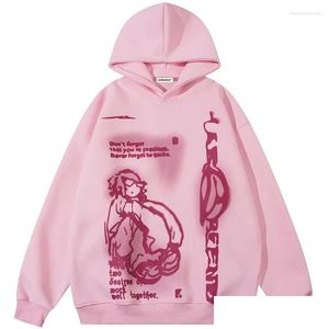 Womens Hoodies Sweatshirts Y2K Hoodie Pink Plover Sweatshirt Harajuku Cartoon Hip Hop Graphic Print Oversized Men Women Goth Tops D Dhgk1