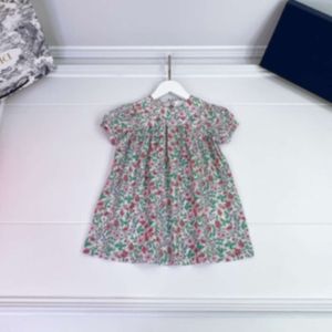 Sukienki wiosna/letnia linia dziewcząt Dziewczęce Świeże dzieci, fragmentowany kwiat z krótkim rękawem trend sukienki