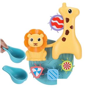 Bath Toys Baby Shower Toy Giraffe Waterfall Set Childrens Time Water Game Present leverans Kids Moderskap OT6EN