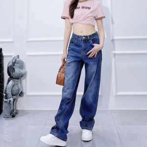 Women's Jeans Xiaoxiang 24ss Early Spring Trouser Leg Embroidery Pattern High Waist Straight Versatile Slim Soft for Women