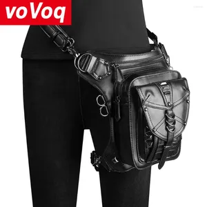 Waist Bags Retro Steampunk Women Bag Gothic Packs Motorcycle Hip Leg Leather Rivet Design Outdoor Men's Shoulder 2024