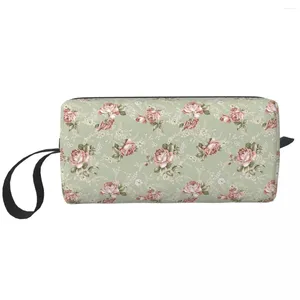 Bolsas de cosméticos Rosas de blush vintage - Bolsa de maquiagem verde Bolsa de maquiagem DOPP HOENELENE para mulheres Caixa de lápis de beleza