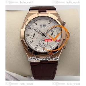 MLF Overseas 42mm 49150/000R-9454 Automatic Mens Watch White Texture Dial Rose Gold Case 49150 Brown Leather Strap No Chronogrpah Gents Watches Hello_Watch E183A