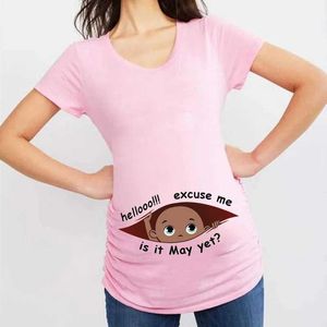 Moderskapstoppar tees roliga se dig i januari-december kvinnor gravid t-shirt kvinnlig moderskap graviditet tillkännagivande nya mamma kläder y240518