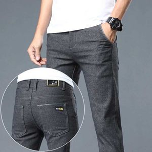 Męskie spodnie Klasyczne miękkie szlifowanie bawełniane spodnie męskie Business Casual Pants 2023 Autumn Nowy prosty mody szary czarny marki spodnie Y240514