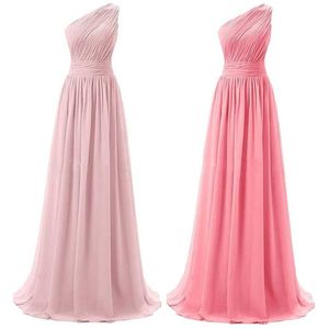 Runway Dresses A Line Chiffon Pleat Elegant One Shoulder Bridesmaid Dresses Wedding Party Formal Prom Evening Floor Length Zipper Back T240518