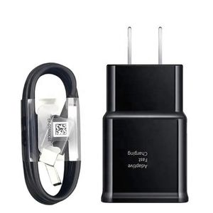 2 I 1 Pack Fast Charger för Samsung Galaxy S8 S9 Obs 9 S10 15W C3.0 Rese Mobiltelefon USB Väggladdning med typ C -kabel