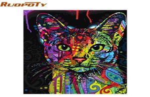 RUOPOTY Colorful Cat DIY Painting By Numbers Abstract Modern Wall Art Picture Kits Coloring Painting By Numbers For Home Decor8207427