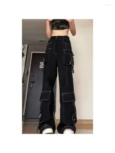 Jeans femininos Nicemix Women American Retro Troushers 2024 Harajuku punk calça de macacão solta