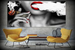 1 Panel HD Woman Lady Cigar Smoke Poster Printed Wall Painting Wall Art Picture for Living Room Painting No Framed3634846