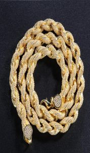 Цепочки хип -хоп полный сокнулся 8 мм 22 -дюймовый веревочный ожерелье для цепи ED Link Золотой серебряный цвет для женщин мужские ювелирные украшения 5475182