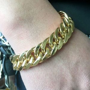 Titanium Steel Men Jewlery Fashion Cuban Link Bracelets Punk Bolek Twisted Pulsera Gold Silver 22cm 1 5cm 236s