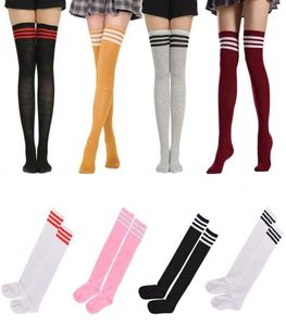 Designs kvinnor strumpor sexiga strumpor randig lår hög varm strumpa för vinter flickor kjol botten bas knä hög sock1275381