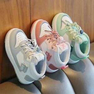 Athletic Outdoor Kids Sports Shoes For Boys Casual Sneakers Spring Autumn New High Top Non Slip Girls Board Shoes Children Soft Soled Baby Shoes Y240518