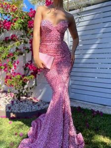 Runway Dresses Romagic Elegant Strapless Sequin Slveless Open Back Bridesmaid Maxi Dress Autumn Wedding Party Dresses For Women T240518