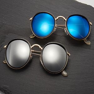 Vintage Runde Sonnenbrille 51 Frauen Männer Schwarz Gold Rahmen Sonnenbrillen Hochwertiger Spiegel Gafas de Sol für Damen mit Fällen 184l