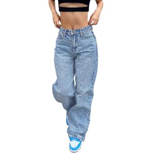 Jeans jeans jeans femminile largo primavera 2024 pantaloni per gambe dritti di nuova moda y2k pantaloni in denim blu vintage a basso contenuto di vita bassa pantnes t240518