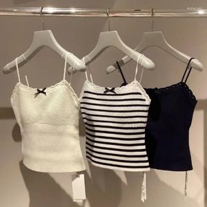 Kvinnors tankar Japan Style Elegant Patchwork Bow Sweater Vest V-halsen ärmlös Pullover Tops 2024 Spring Summer Clothes Women Feminino