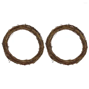 Decorative Flowers 2 Pcs Christmas Wreath Flower Garland Frame Crafting DIY Rattan Rings Circle Grapevine Round