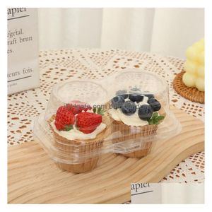 Cupcake Wholesale 2 Container Compartment - Deep Cupcakes Porta portante scatola di plastica trasparente in plastica SN4394 Delivery Delivery Home GA DHFXN