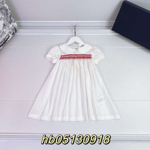 Barnklänningar Barnflickors fashionabla vår/sommar kortärmad tunn söt baby polo klänning vit