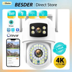 Kit telecamera wireless Besder360 WiFi 4K 8MP Dual Lens Camera IP66 Sistema di telecamera di rilevamento umano Sistema di telecamera per esterni NVR onvif ICSEE Video IP Camera Alexa J240518