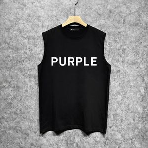 24SS Purple Brand tanks top Size S-3XL Large Designer tanks top Mens Tee Homme TShirts Women Loose Cloth Designers Sleeveless Spring Summer Tide Tee CRD2405183
