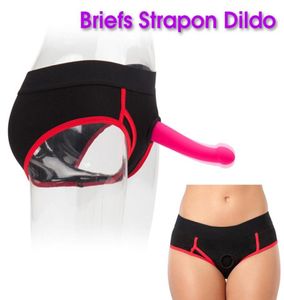 Brinquedos eróticos para adultos Strapon Dildo Vibrador Lesbian Panties Strap On Harness Briefs Pegging Anal Plug Dildo Brinquedos Sexis para Mulher Y3309383