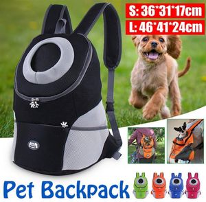 Borsa per backpack per carriere per animali domestici da viaggio portatile sacca frontale per cani mesh esterno escursionista testa a doppia spalla sport new3275100